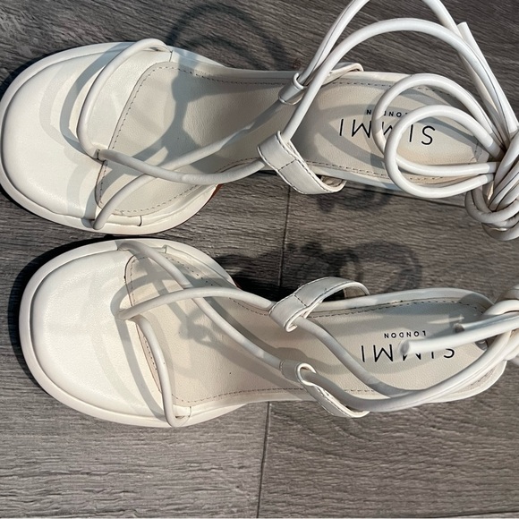 Simmi London Samia Strappy Heels Stilettoes Sandals White Ankle Straps, Size 4 - Picture 5 of 7